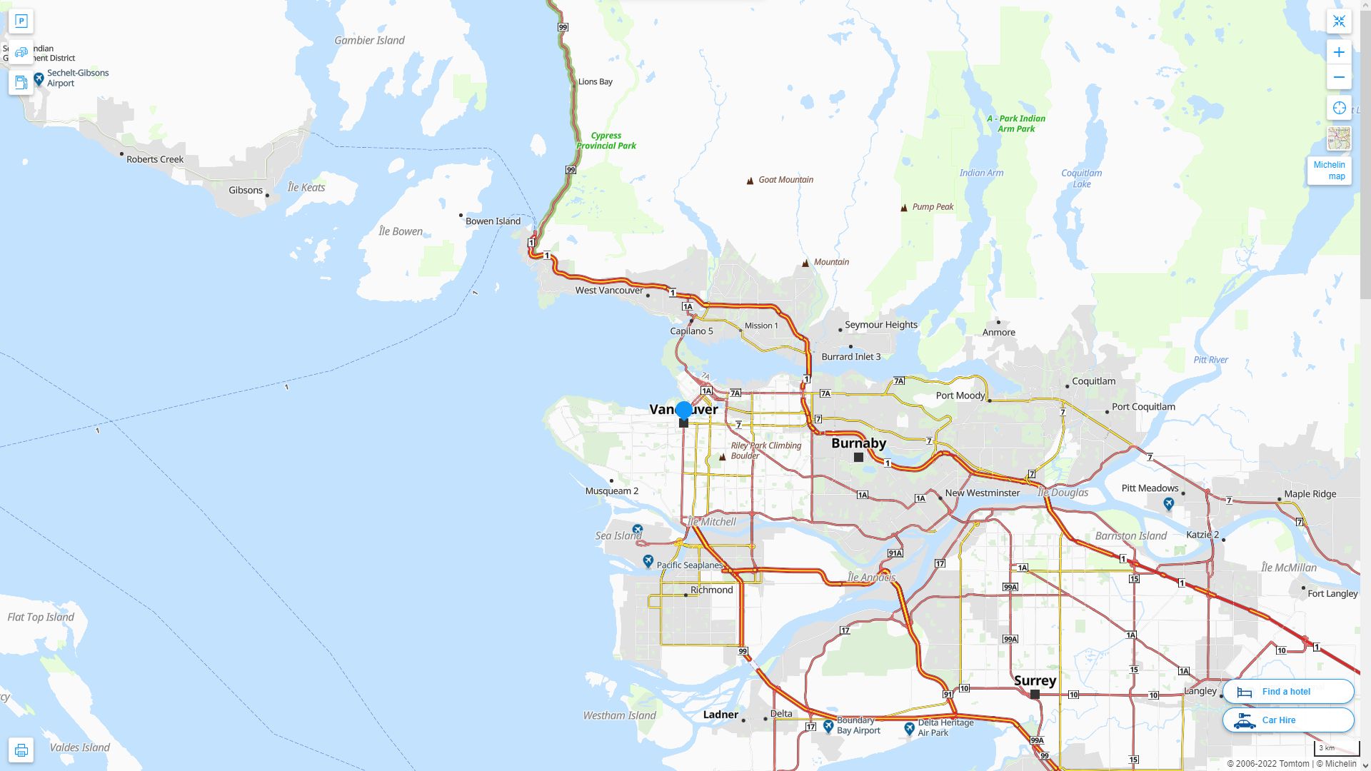 Vancouver Highway and Road Map